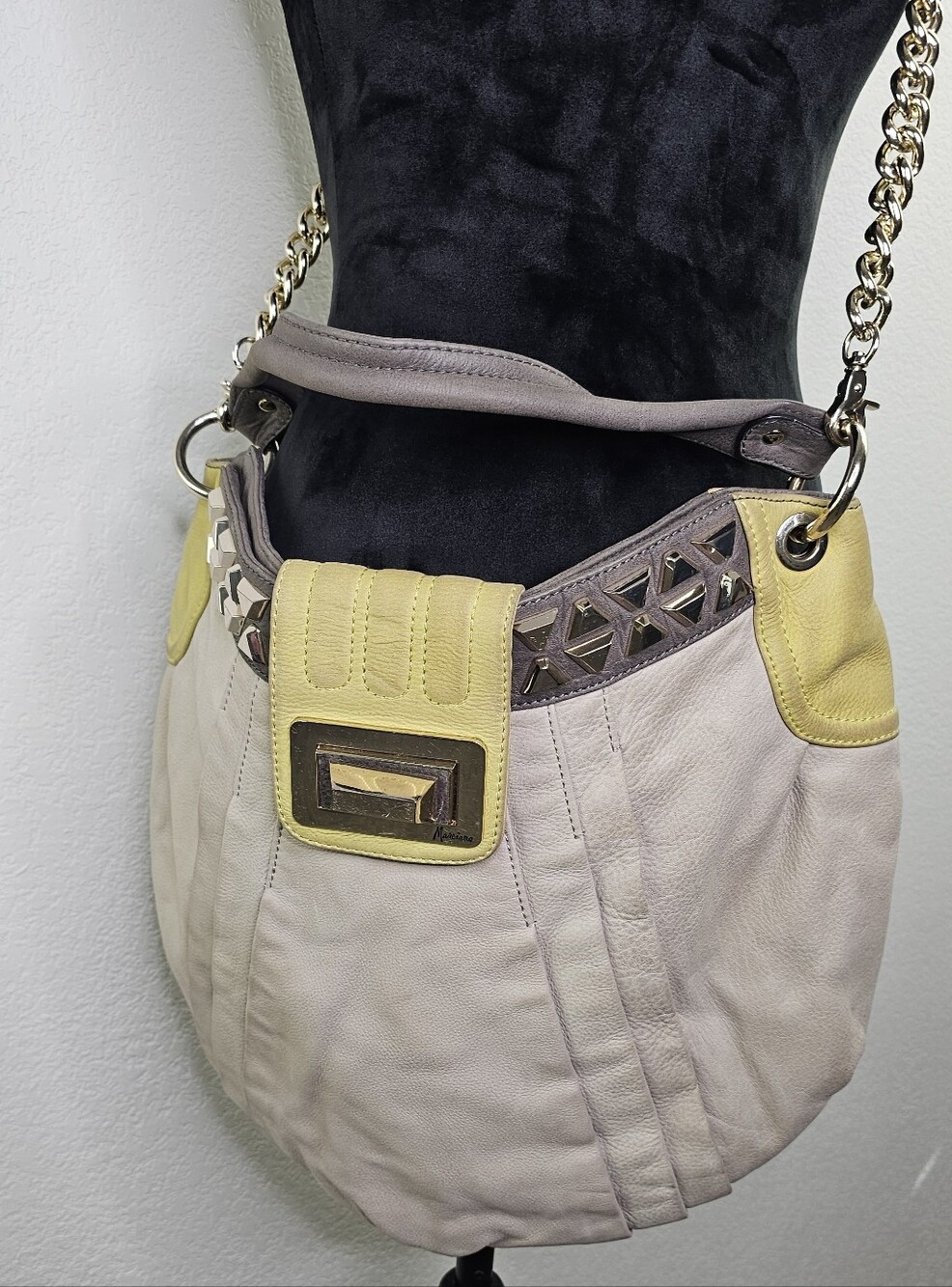 Guess By Marciano Y2K Shoulder Hobo Leather Gold Tone Chain Large Bag